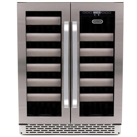 WHYNTER Seamless Stainless Steel Door Dual Zone Built-in Wine Refrigerator BWR-401DS